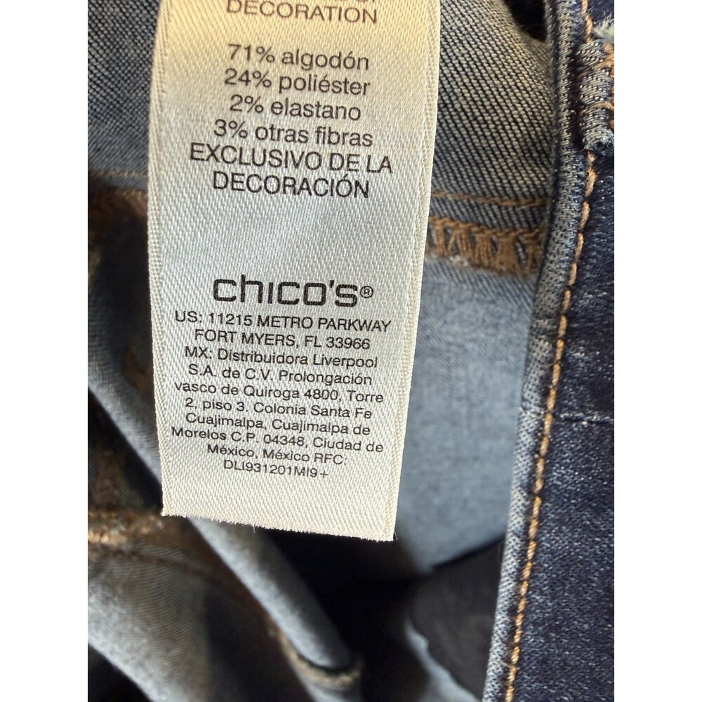 Chico's Perfect Stretch Girlfriend Slim Leg Ankle Jeans Sz 3 Dark Wash 16 - Picture 8 of 10